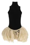 Magda Butrym Textured Sleeveless Dress Featuring Crochet Detail In Black