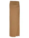 Magda Butrym Long Stretch Viscose Skirt With Side Draping In Beige