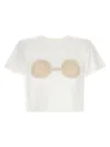 Magda Butrym Cropped Cotton T-shirt With Unique Front Embroidery