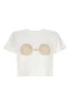 Magda Butrym Cropped Cotton T-shirt With Unique Front Embroidery