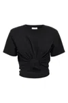 Magda Butrym Twist-front Ribbed Cotton-blend Jersey T-shirt In Black