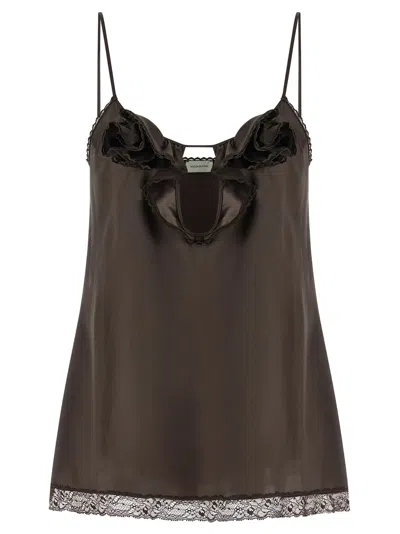 Magda Butrym 01 Lace Trim Camisole Top In Brown