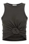Magda Butrym Knotted Round Neck Sleeveless Textured Top In Black