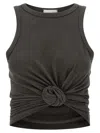 Magda Butrym Knotted Round Neck Sleeveless Textured Top In Gray