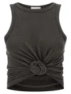 Magda Butrym Knotted Round Neck Sleeveless Textured Top In Gray