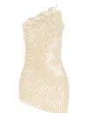 Magda Butrym Mini Crochet Lace Dress With Asymmetric Hem