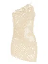 Magda Butrym Mini Crochet Lace Dress With Asymmetric Hem