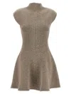Magda Butrym Marled Knit Skater Dress In Beige In Brown