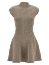 Magda Butrym Marled Knit Skater Dress In Beige In Brown