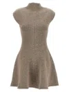 Magda Butrym Marled Knit Skater Dress In Beige In Brown