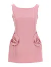 Magda Butrym Floral Appliqued Wool Mini Dress In Pink