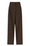 Magda Butrym Lace Trim Trousers With Back Pocket And Belt Loops In Brown