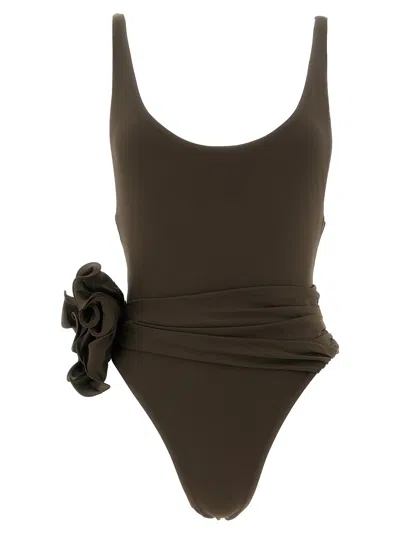 Magda Butrym 05 Scoop Neck One Piece Swimsuit In Brown
