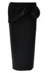 Magda Butrym Draped Floral High Waist Midi Skirt