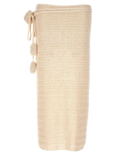 Magda Butrym Crocheted Cotton Blend Skirt In Beige