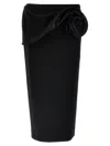 Magda Butrym Draped Floral High Waist Midi Skirt In Black