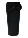 Magda Butrym Draped Floral High Waist Midi Skirt In Negro