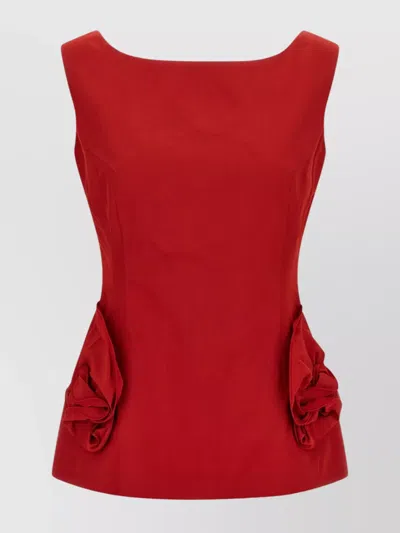 MAGDA BUTRYM '05' SLEEVELESS BOAT NECK TOP WITH FLORAL EMBELLISHMENTS