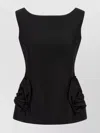 Magda Butrym Hourglass Black Top With 3d Floral Details