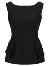 Magda Butrym Hourglass Black Top With 3d Floral Details In Black