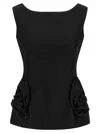 Magda Butrym Hourglass Black Top With 3d Floral Details