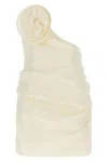 Magda Butrym Asymmetric Off-the-shoulder Silk Taffeta Dress In Neutral