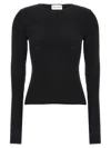 Magda Butrym Ribbed Viscose-blend Sweater With Sculptural Chest Detail In Black