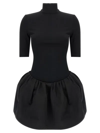 Magda Butrym Fitted Bodice Puff Skirt Short Sleeve Dress In Black