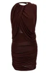 Magda Butrym Draped Halter Neck Open Back Dress In Burgundy