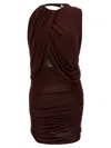 Magda Butrym Draped Halter Neck Open Back Dress In Burgundy