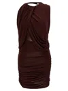 Magda Butrym Draped Halter Neck Open Back Dress In Burgundy