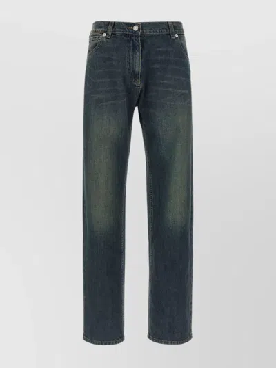 MAGDA BUTRYM '09' FADED EFFECT DENIM TROUSERS WITH BELT LOOPS