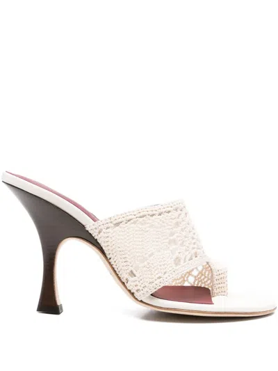 Magda Butrym 100mm Crochet Thong Heeled Sandals In Neutral
