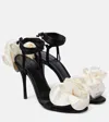 Magda Butrym 105 Double Flower Satin Sandals In Black