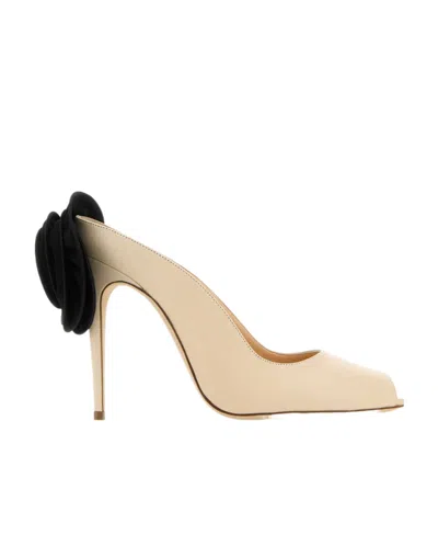 Magda Butrym 105mm Floral-appliqué Leather Mules In Neutral