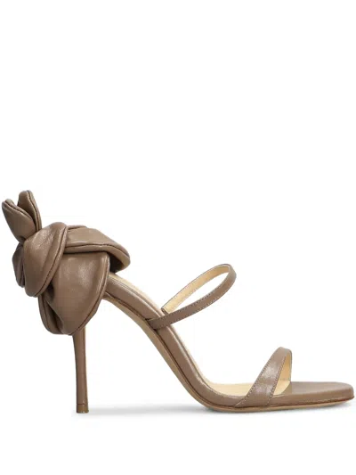 Magda Butrym 105mm Leather Flower Sandals In Grey