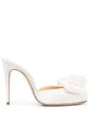 Magda Butrym 105mm Peep Toe Satin Mules In Nude