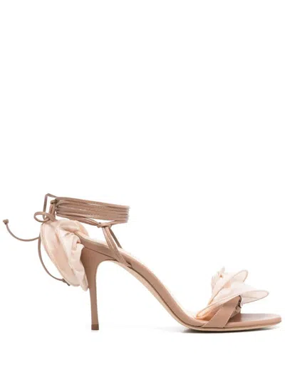 Magda Butrym 'sandals Ankle Wrap Floral Embellishment' In Beige
