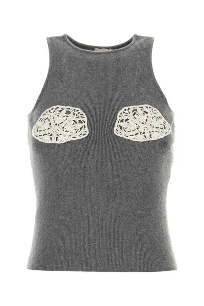 Magda Butrym Grey Cashmere Tank Top In Gray