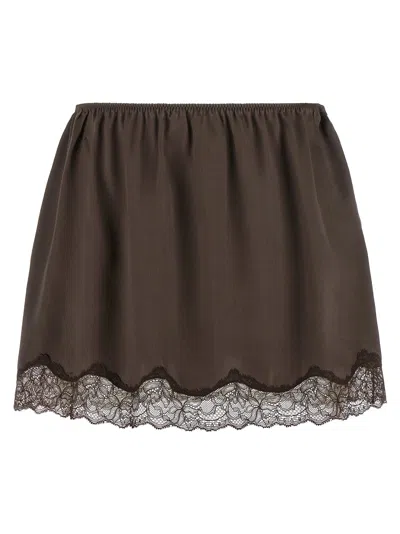 Magda Butrym 11 Lace-trim Mini Skirt In Brown