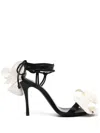 Magda Butrym 105 Double Flower Satin Sandals In Black