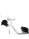Magda Butrym Floral Decorative High-heeled Sandals In Silver
