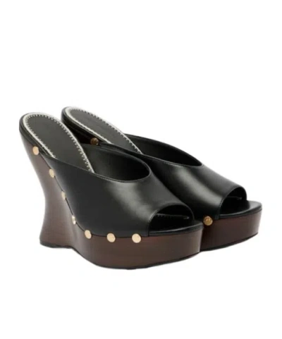 Magda Butrym 115 Studded Leather Wedge Mules In Black