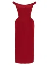 Magda Butrym Shoulder Neckline Fitted Midi Dress In Red