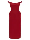Magda Butrym Shoulder Neckline Fitted Midi Dress In Red