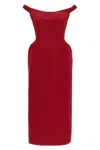 Magda Butrym Silk Satin Sheath Midi Dress In Burgundy