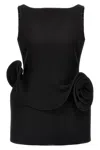 Magda Butrym Floral-applique Ruffled Minidress In Black