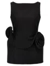Magda Butrym Waist-fitted Floral Embellished Scoop Back Dress In Black