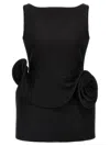 Magda Butrym Waist-fitted Floral Embellished Scoop Back Dress In Black