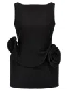 Magda Butrym Floral-applique Ruffled Minidress In Black